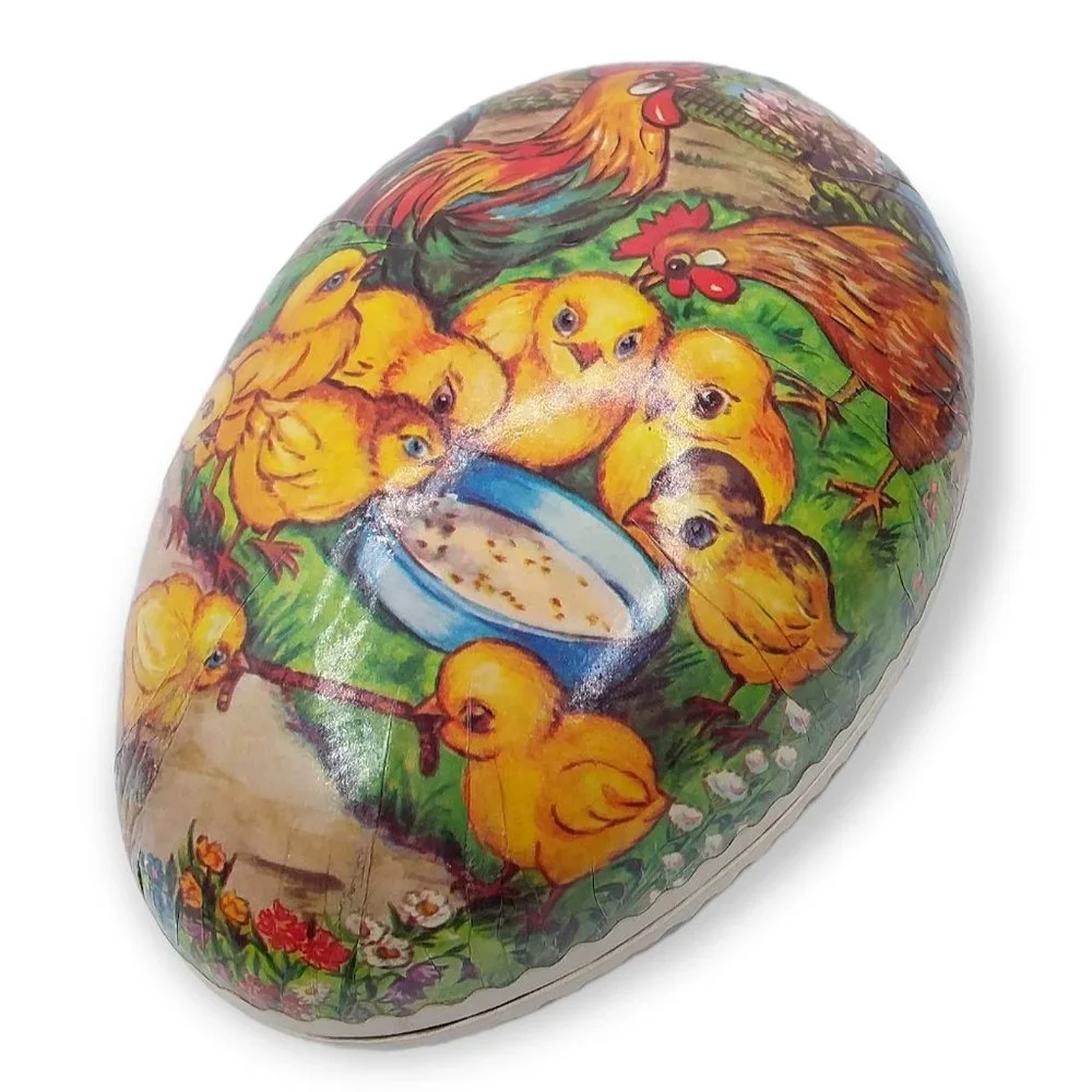 Vintage 1950s German Paper Mache Eggs Nesting Set of 4 Baby Chicks - Picture 7 of 12
